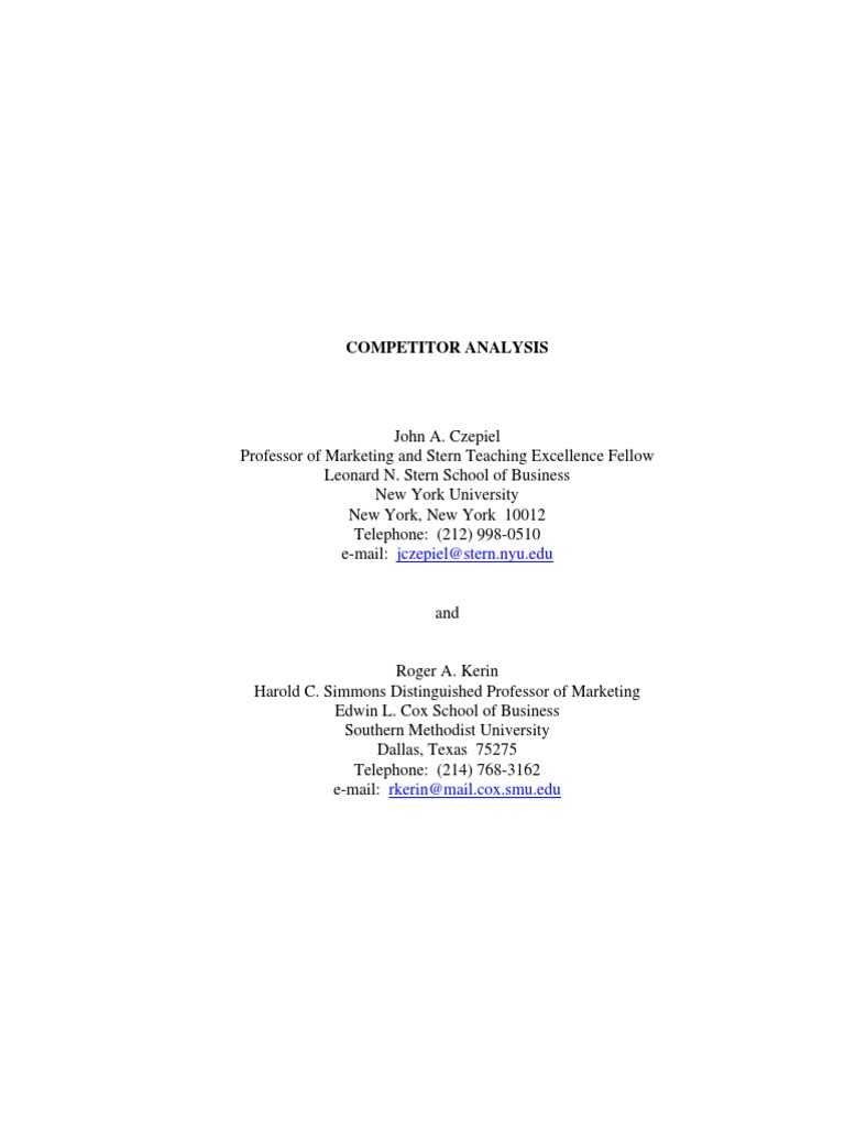 Competitor Analysis | PDF | Competition | Strategic Management
