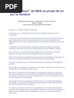 Intervention NDA projet récidive
