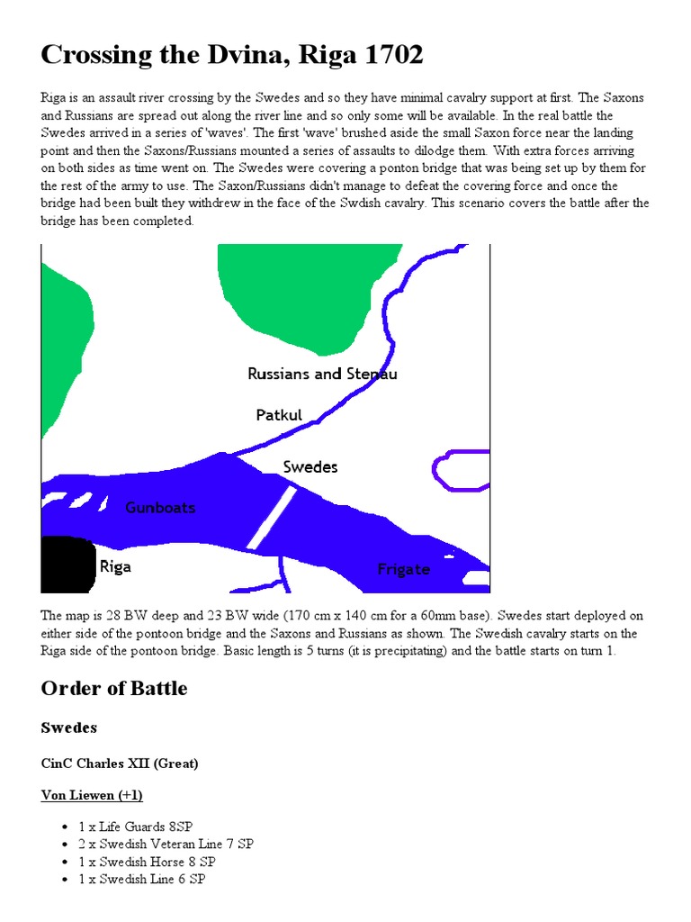 Crossing The Dvina, Riga 1702: Order of Battle | PDF | History
