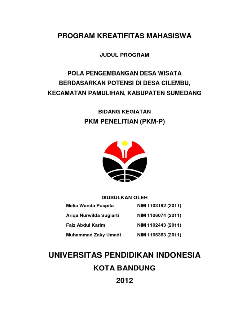 Proposal PKMP tentang Desa Wisata