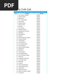 Chennai Pin Code List