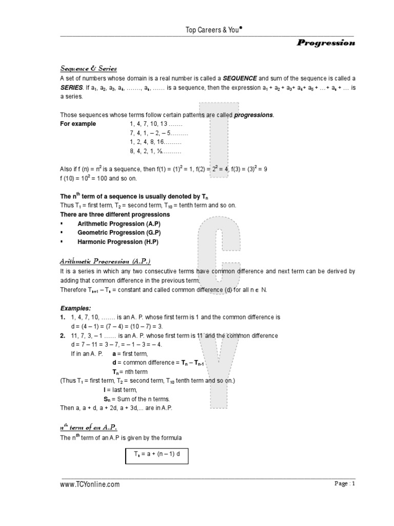 Math Made Easy - Progression | PDF | Fraction (Mathematics) | Mean