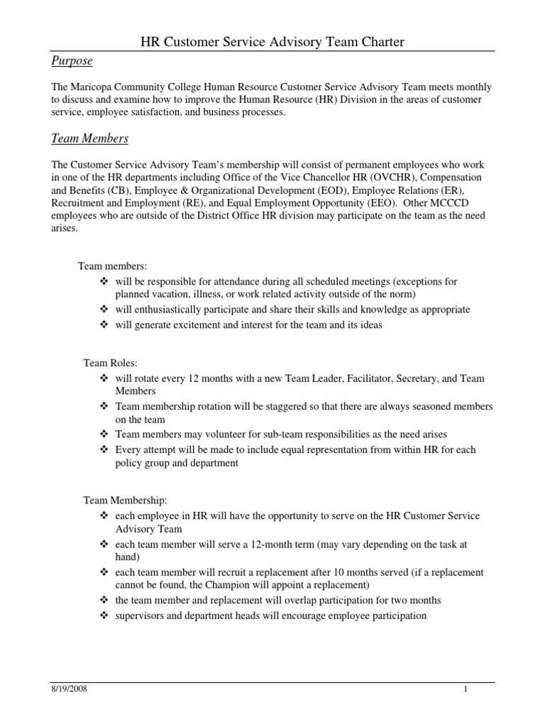 HRCS Team Original Charter | PDF | Employment | Accountability