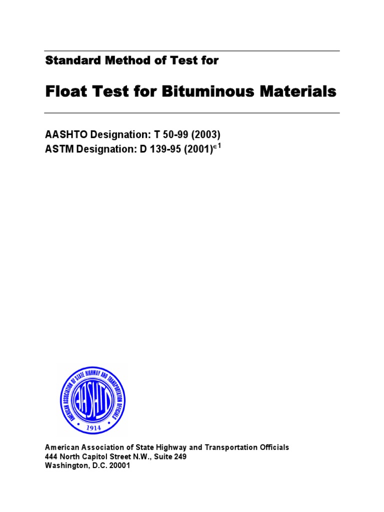 Float Test For Bituminous Materials | PDF | Technology & Engineering