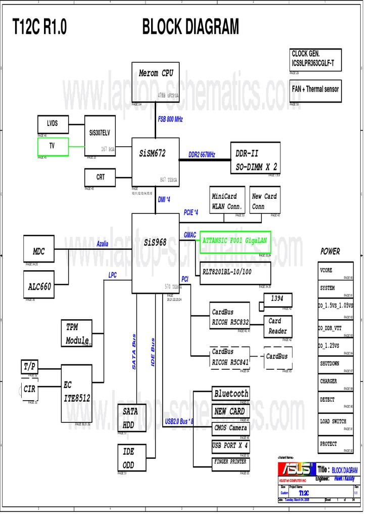 Asus T12C (X51C) Motherboard Schematic Diagram | PDF | Computer.