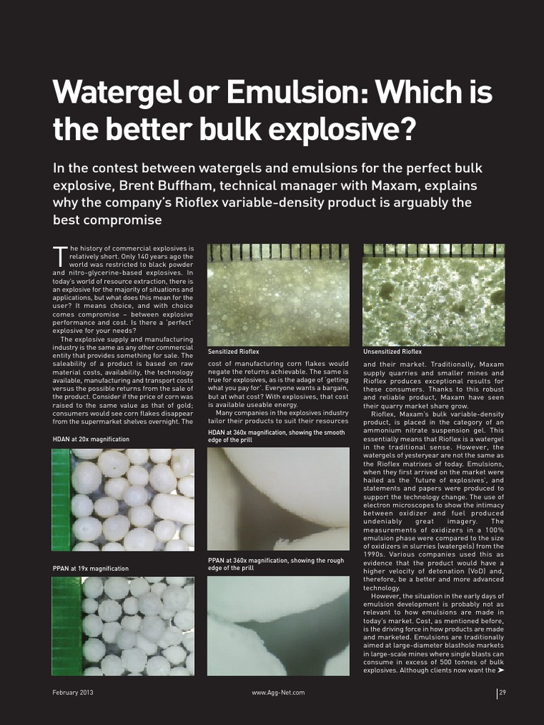 Watergel or Emulsion PDF Explosive Material Emulsion