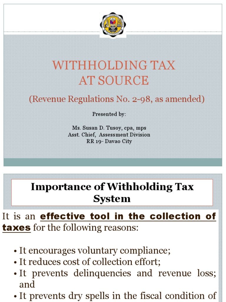 Expanded Withholding Tax Guide Philippines | PDF | Withholding Tax ...