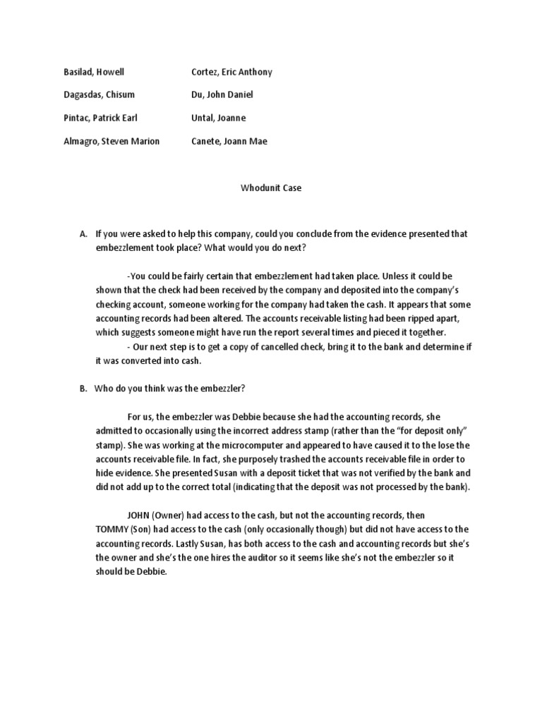 Group Activity Whodunit | PDF | Payments | Invoice