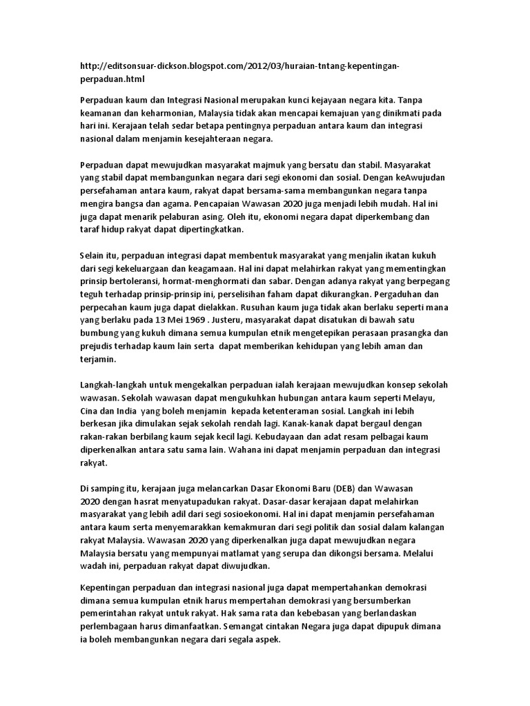 Doc Kepentingan Perpaduan Kaum Yassvind Raja Academia Edu