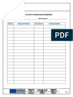 Activity Duration Estimates: Project Title: Date Prepared