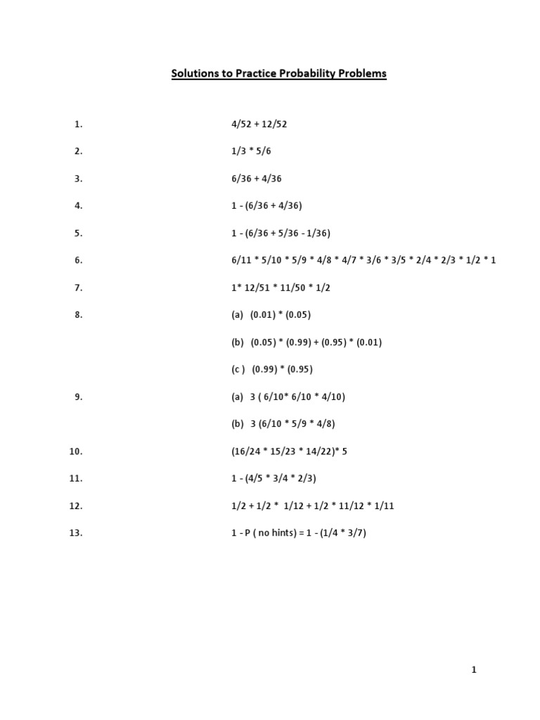 Probability Problem Solutions | PDF