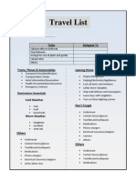 Travel List Template