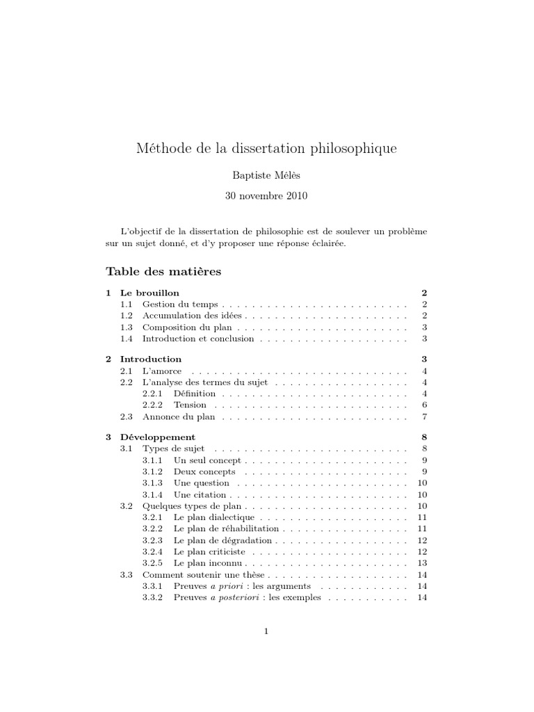 exemple de la dissertation philosophique