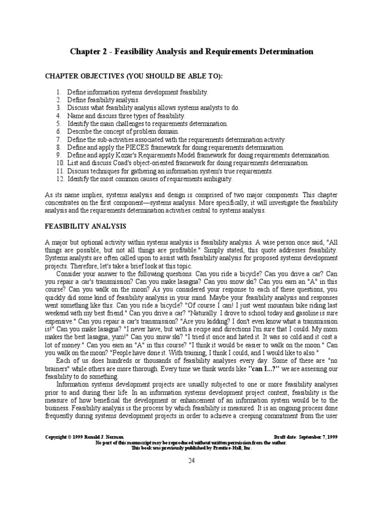 Chapter 2 - Feasibility Analysis and Requirements Determination | PDF ...