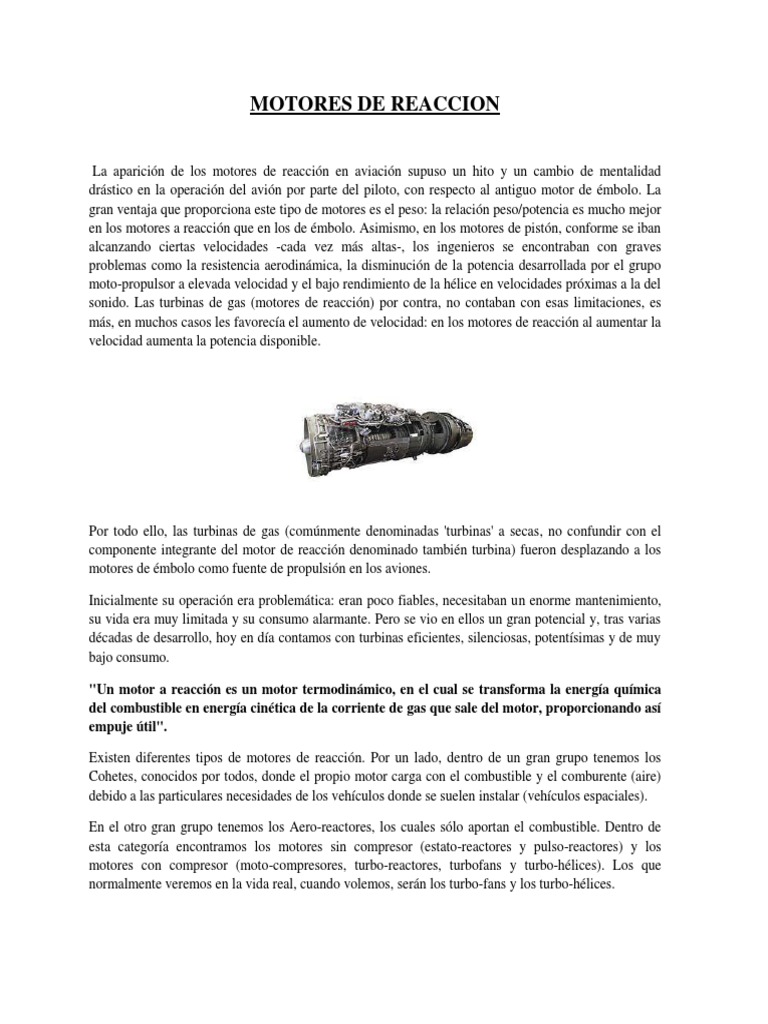 Motores de Reaccion Motor a reacción
