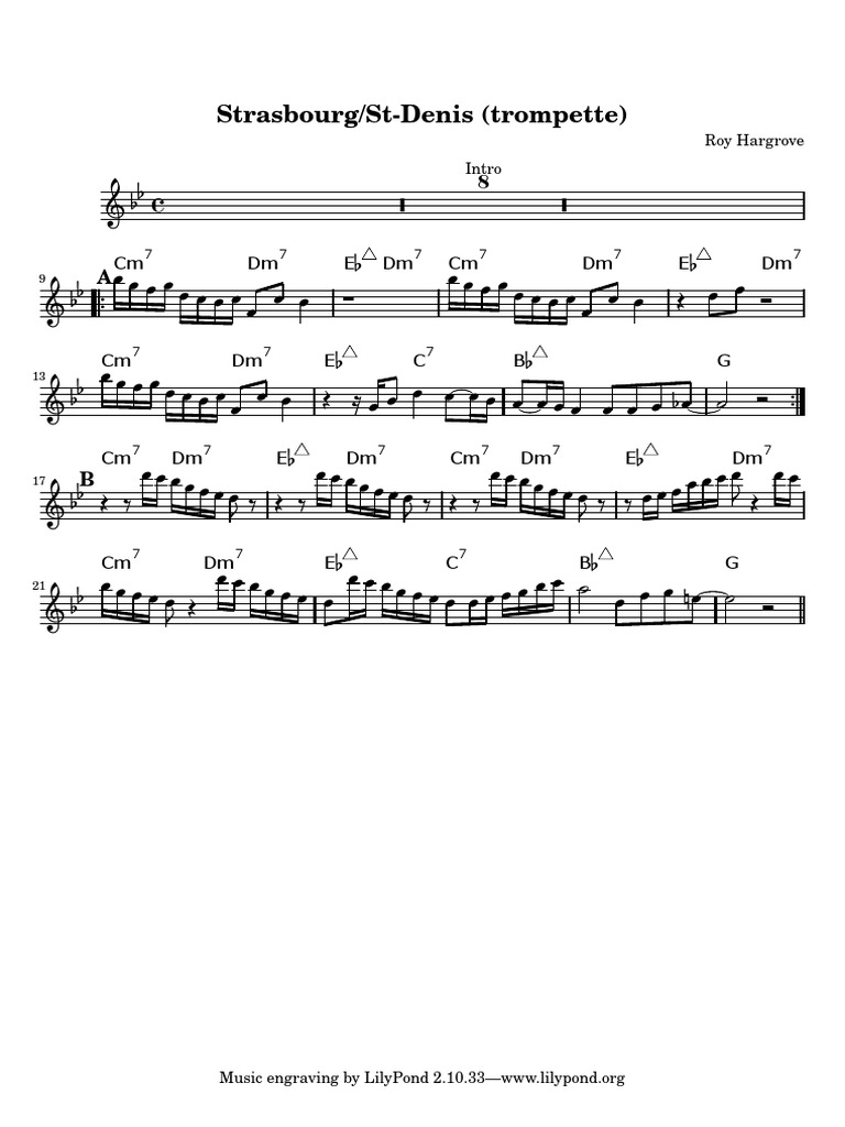 Strasbourg ST Denis (Lead Sheet) by Roy Hargrove PDF