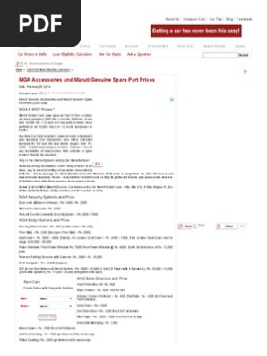 MGA Maruti Genuine Accessories Prices 