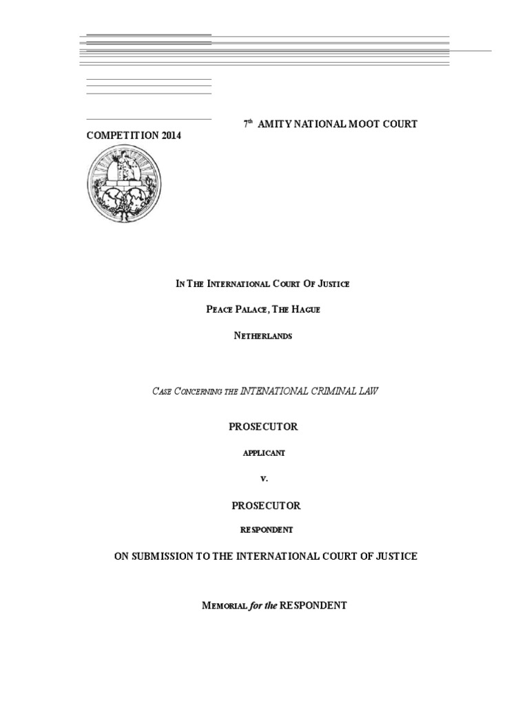 Moot Memorial For Applicant PDF International Criminal Court