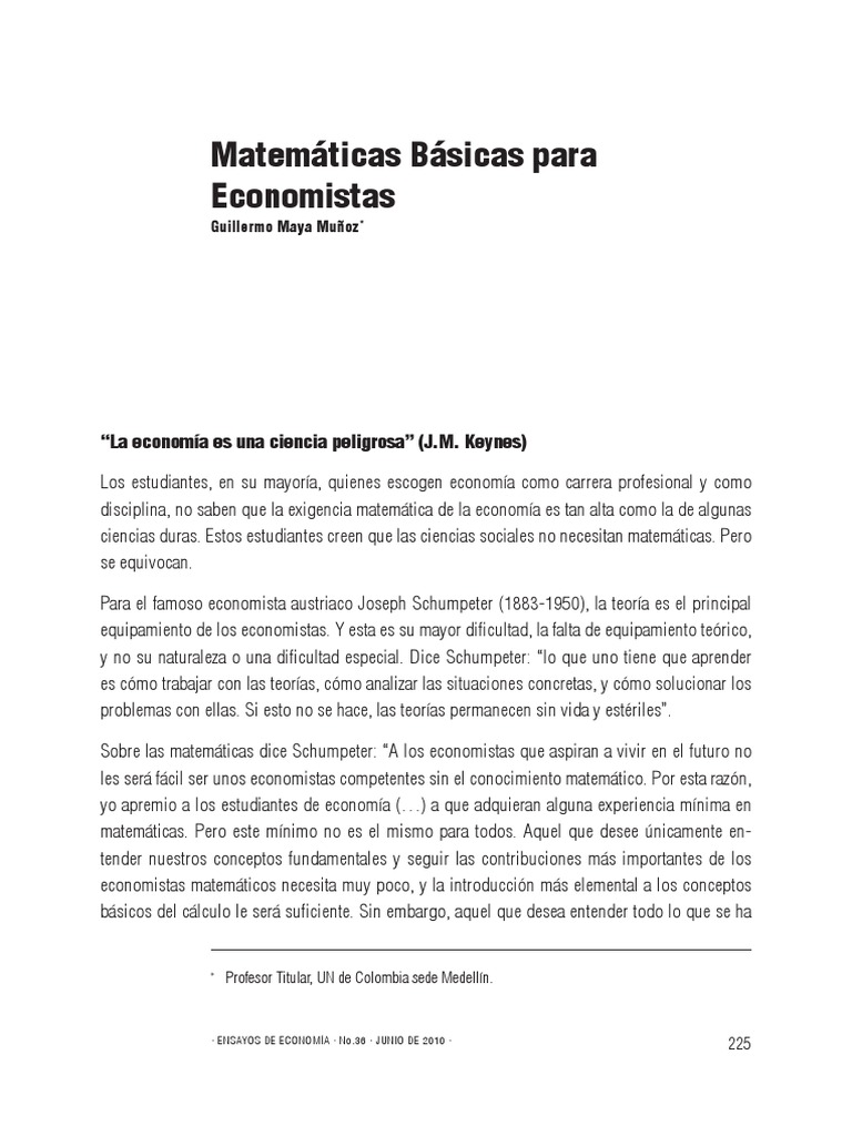 Matemáticas Básicas para Economistas | PDF | Science | Enseñanza de ...