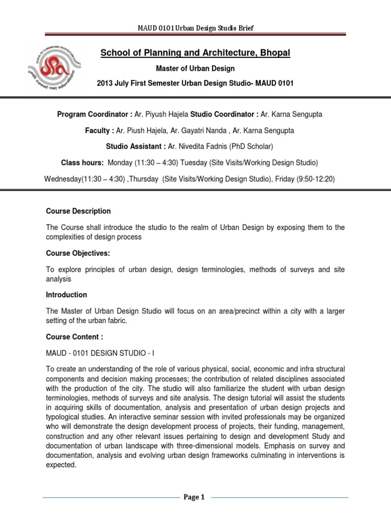 Urban Design Brief For 1st Sem PDF Urban Design Design