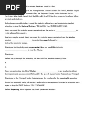 Sample M C Script Pdf