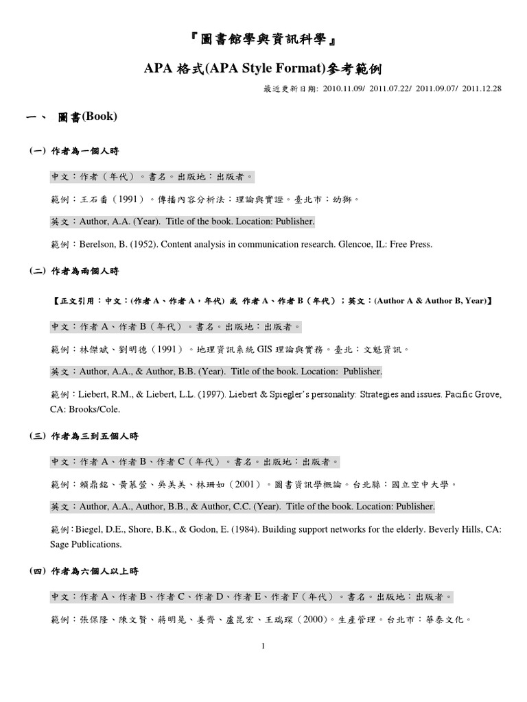 APA格式 (APA Style Format) 參考範例 | PDF