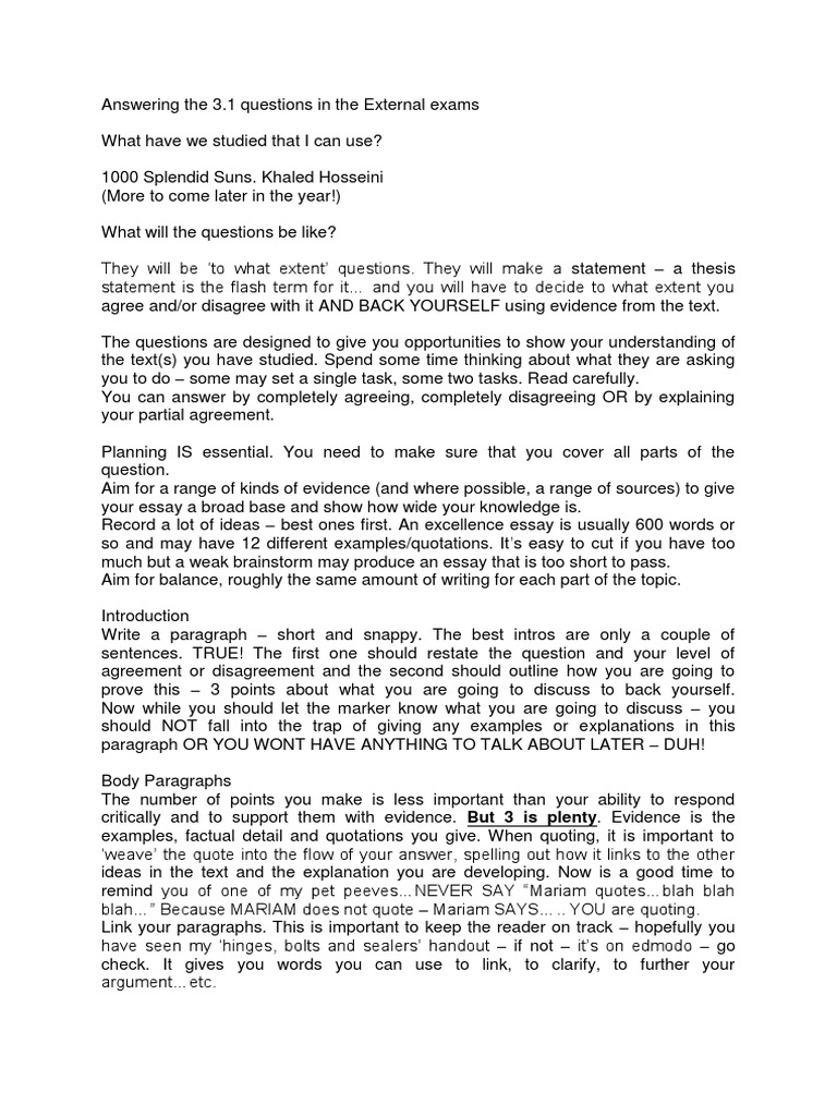 Short essay questions examples picture