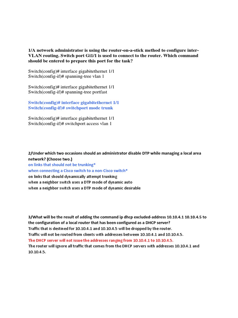 Final Exam Switching Answers | PDF | Network Switch | Computer Network