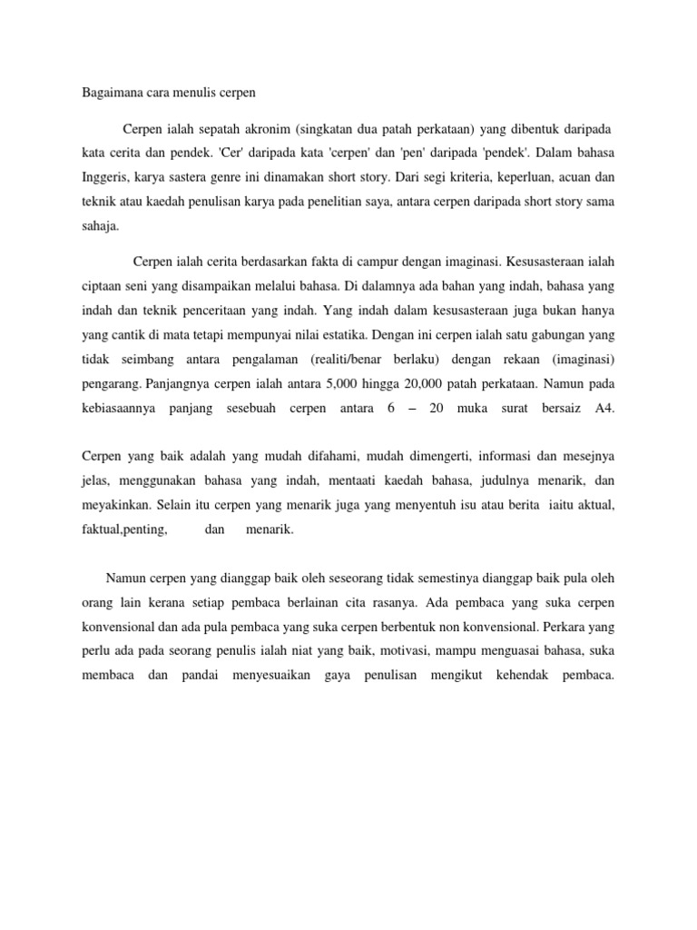 Bagaimana Cara Menulis Cerpen