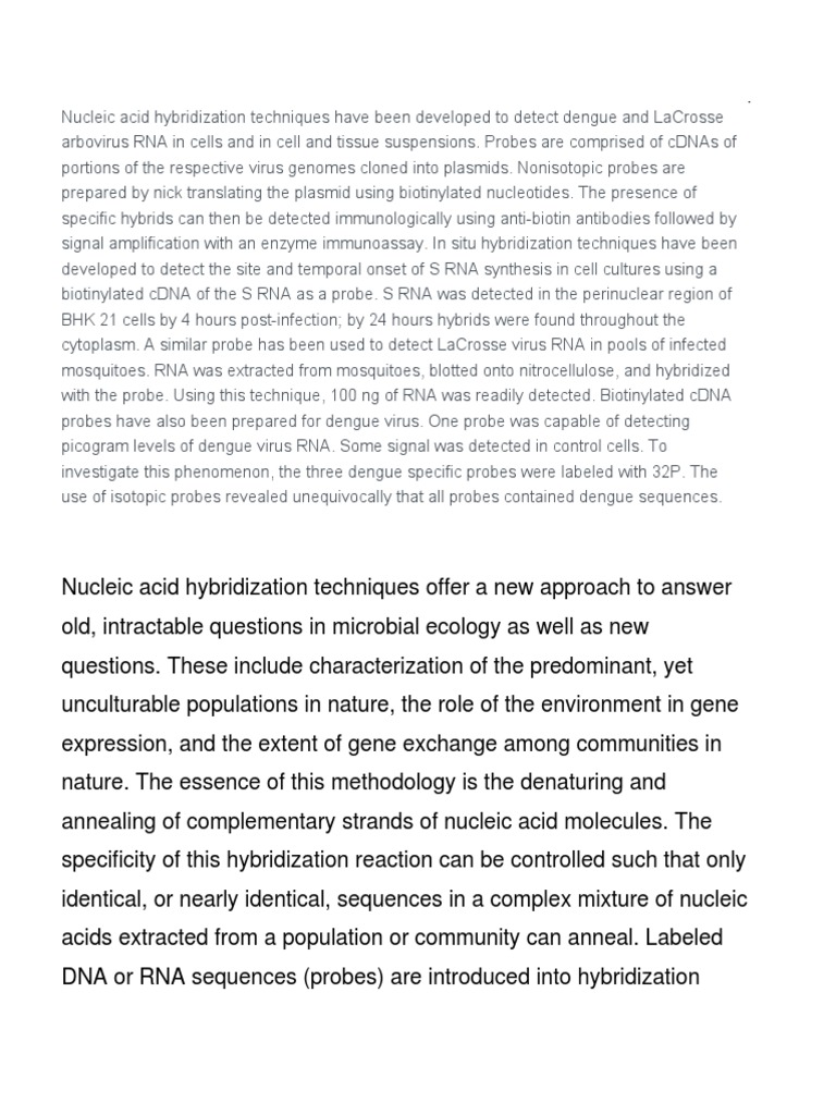 Nucleic Acid Hybridization Techniques | PDF | Rna | Nucleic Acids