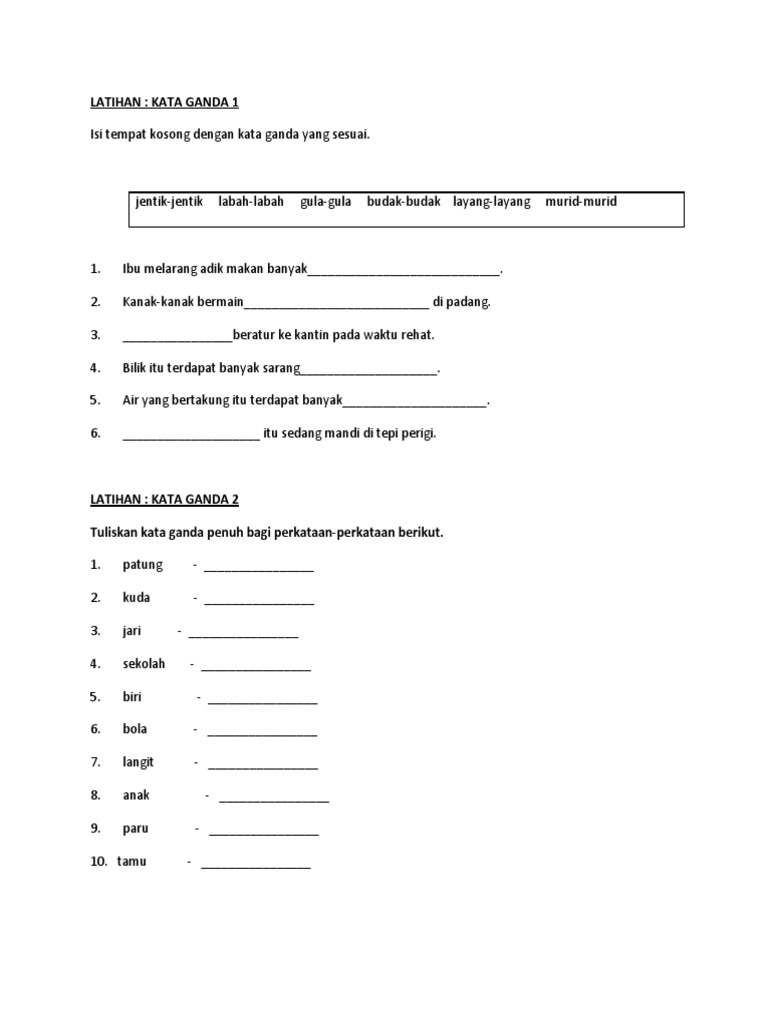Latihan Kata Ganda Penuh Pdf