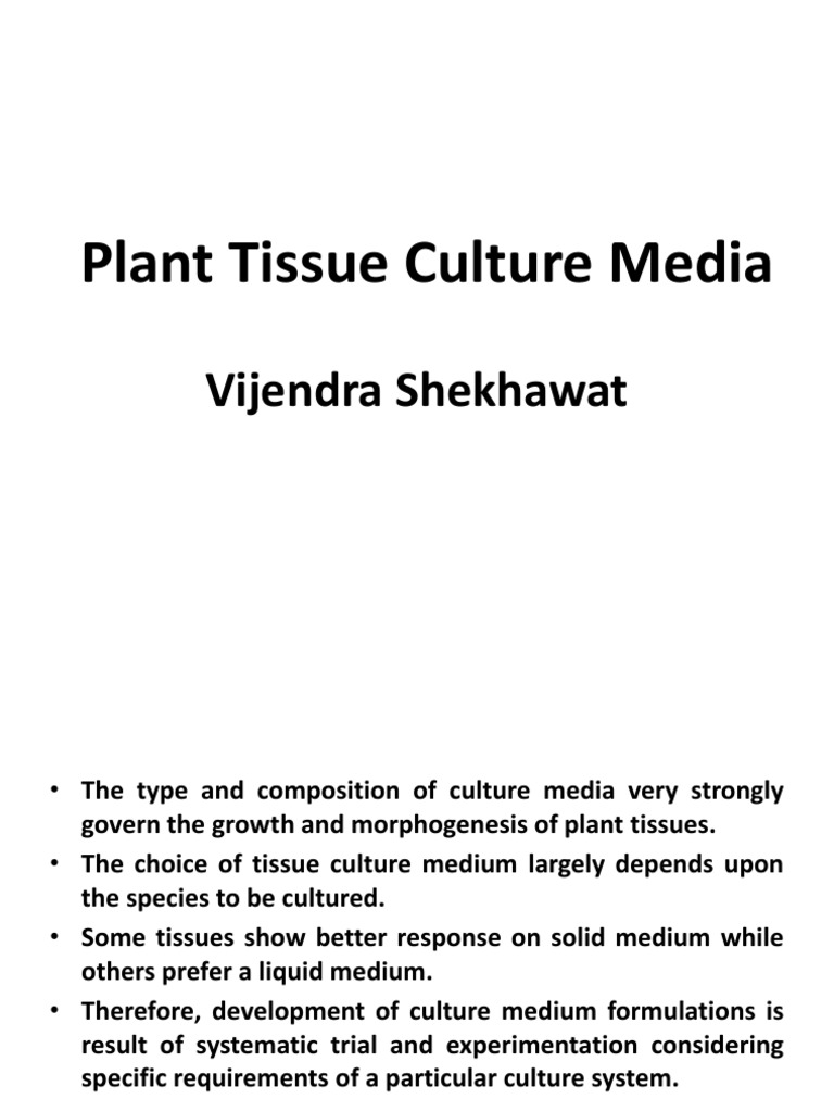 Plant Tissue Culture Media | PDF | Agar | Nutrients