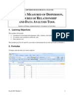 M 3: M D, M R D A T: Odule Easures of Ispersion Easures of Elationship AND ATA Nalysis OOL