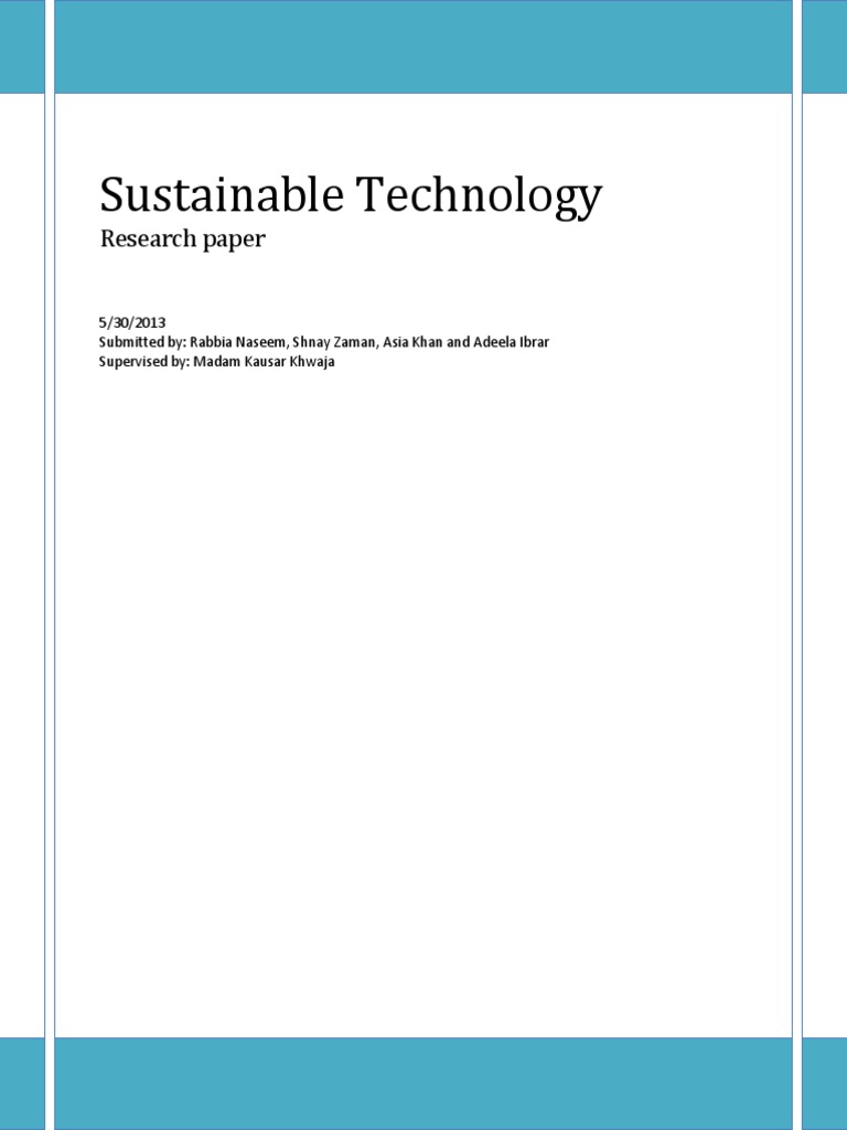 Sustainable Technology | PDF | Sustainability | Ecology