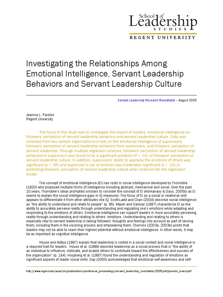 EI and Servant Leadership | PDF | Emotional Intelligence | Servant ...