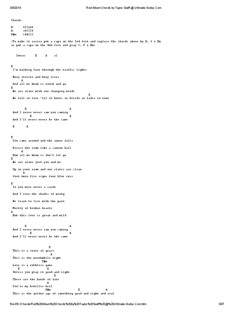 Red Album Chords by Taylor Swift UltimateGuitar.pdf Business