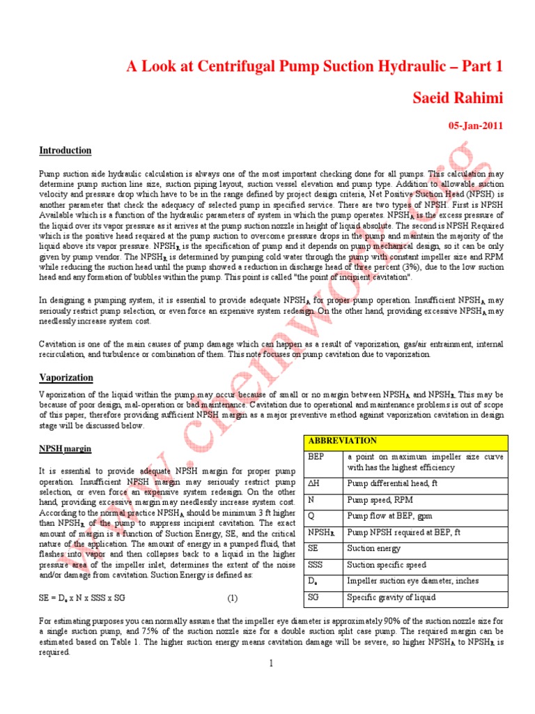 Centrifugal Pump Suction Analysis | PDF