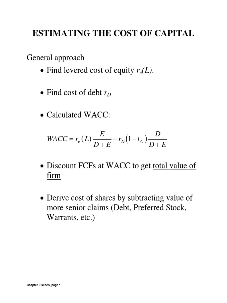 Estimating The Cost of Capital | PDF