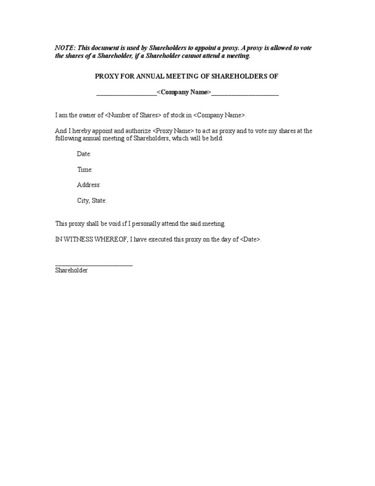 8-1 Proxy For Annual Meeting of Shareholders | Download Free PDF ...