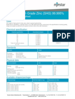 Special High Grade Zinc (SHG) 99.995%: Technical Datasheet