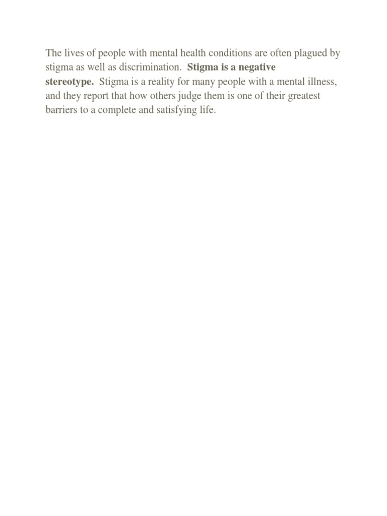 The Lives of People With Mental Health Conditions1 | PDF