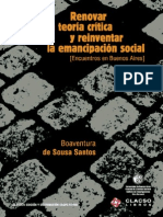 Renovar la teoria critica y reinventar la emancipação social. Boaventura de souza santos