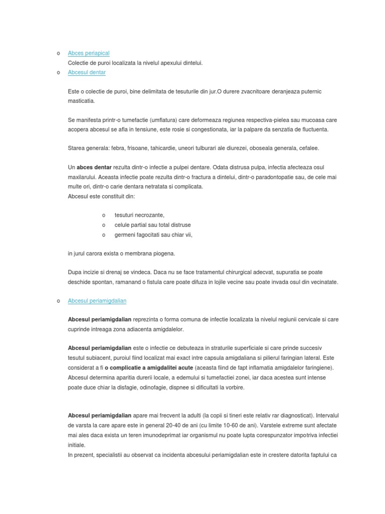 Abces Periapical Stomatologie | PDF