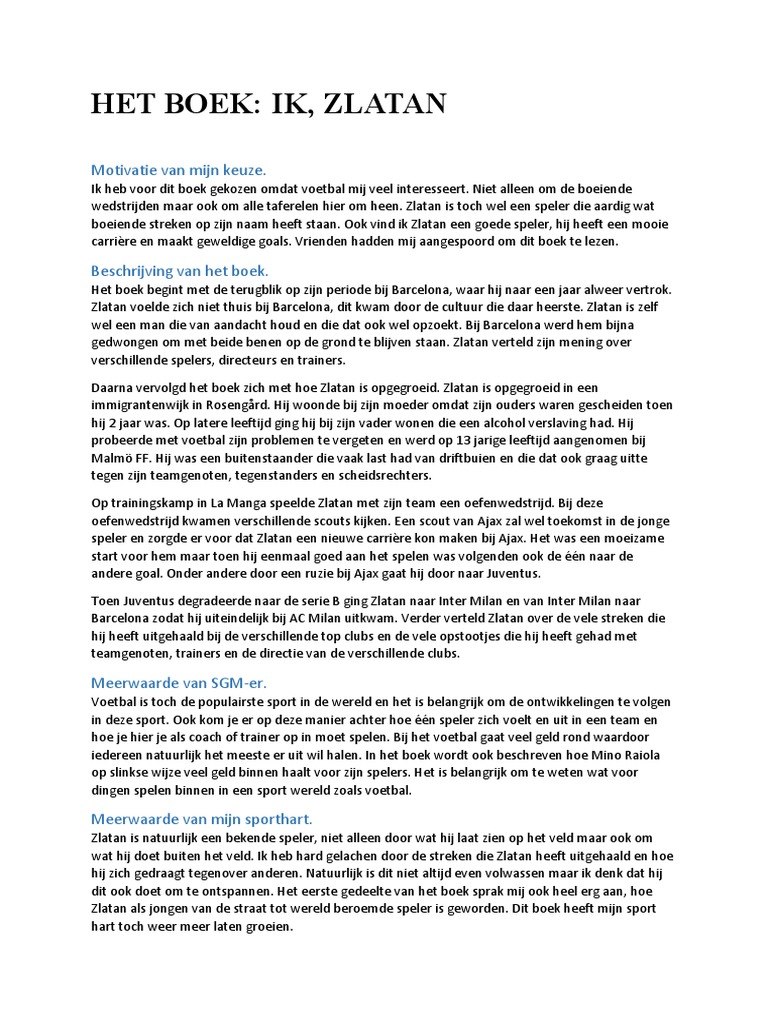 Het Boek Ik Zlatan | PDF