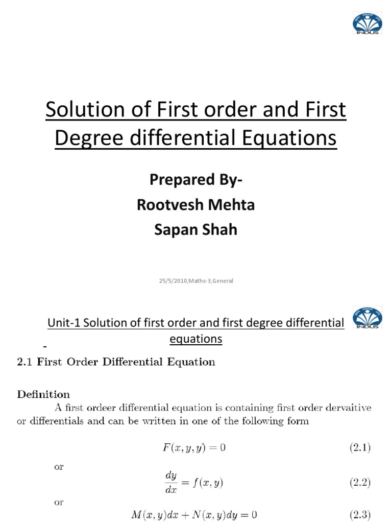 Solving First Order Differential Equations | PDF | Teaching Methods ...