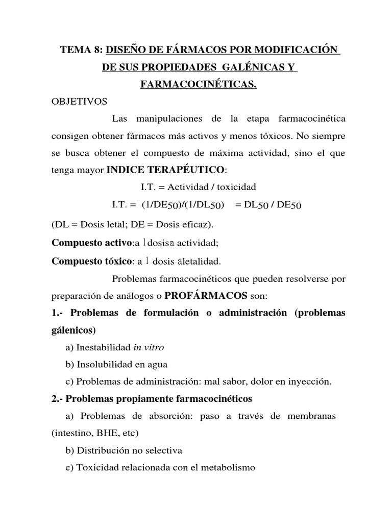 TEMA 8 Profarmacos | PDF | Metabolismo | Farmacocinética