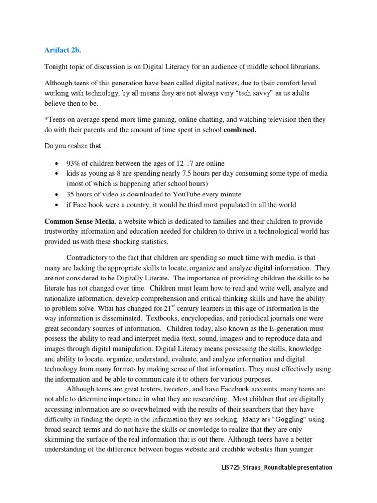 Digital Literacy Essay PDF Literacy Teachers