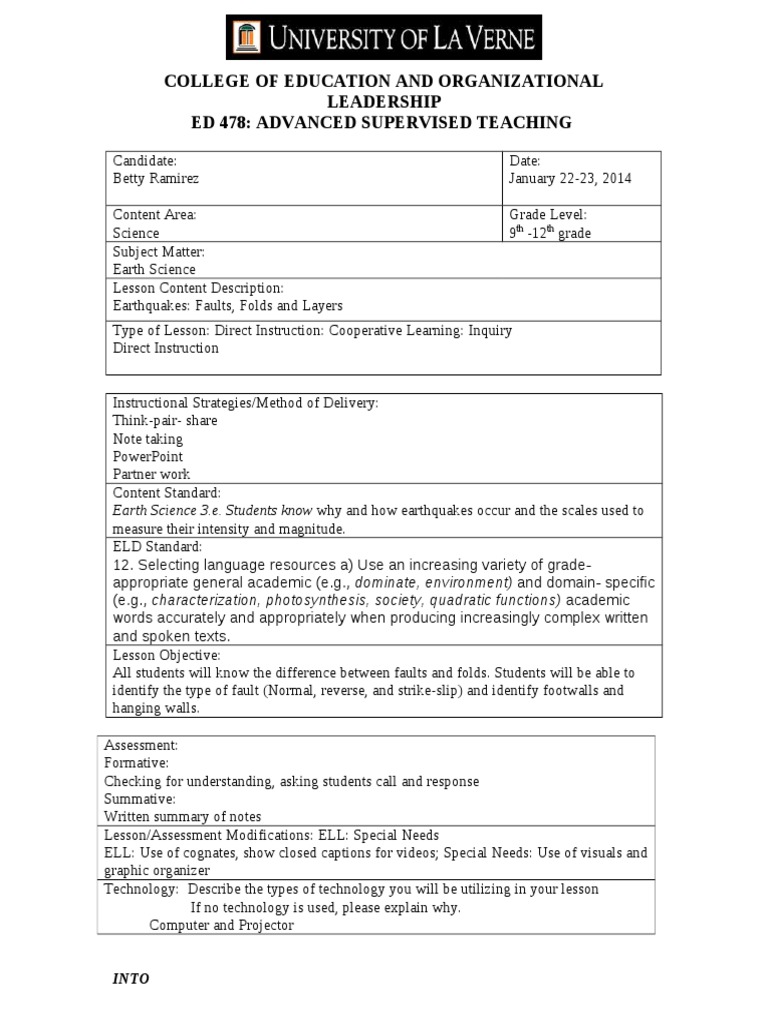 Ed 478 Lesson Plan Jan 22-23 2014 | PDF | Further Education