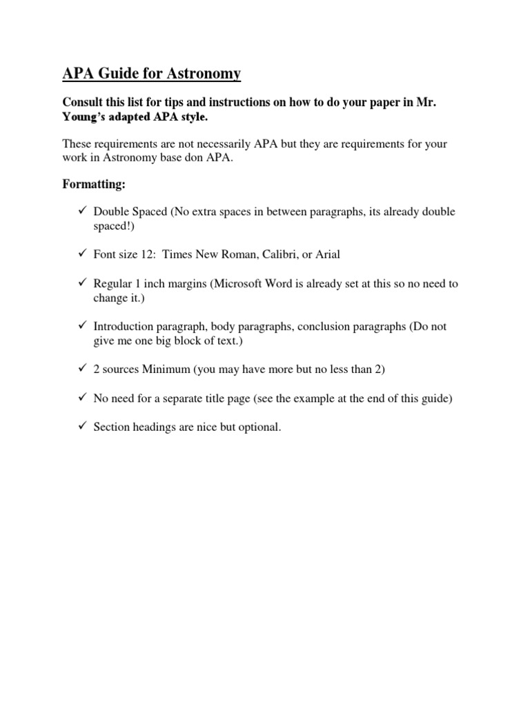 apa guide for astronomy Citation Apa Style