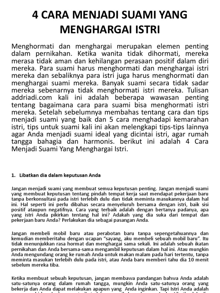 4 Cara Menjadi Suami Yang Menghargai Istri Pdf